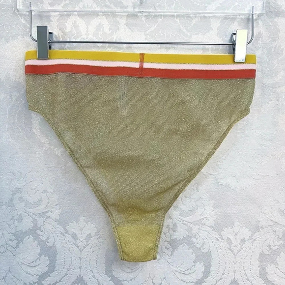 Intimately Free People Shimmer Sheer Panty With Striped Elastic Waist Size M EUC - Picture 3 of 9